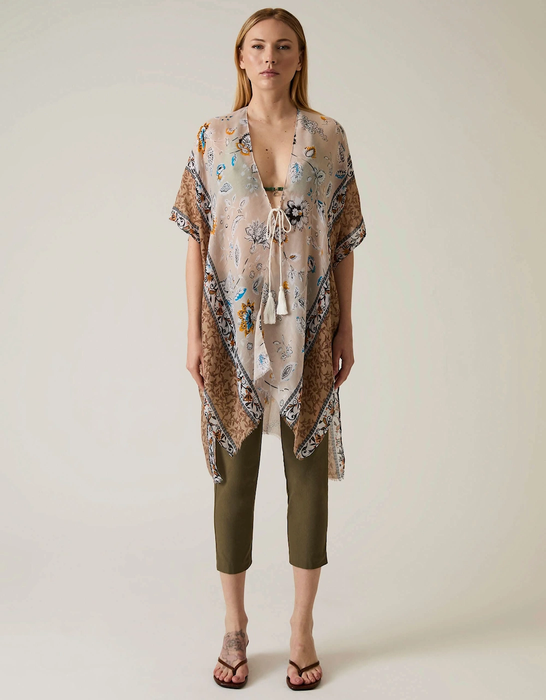 Floral Paisley Beige Kaftan, 7 of 6