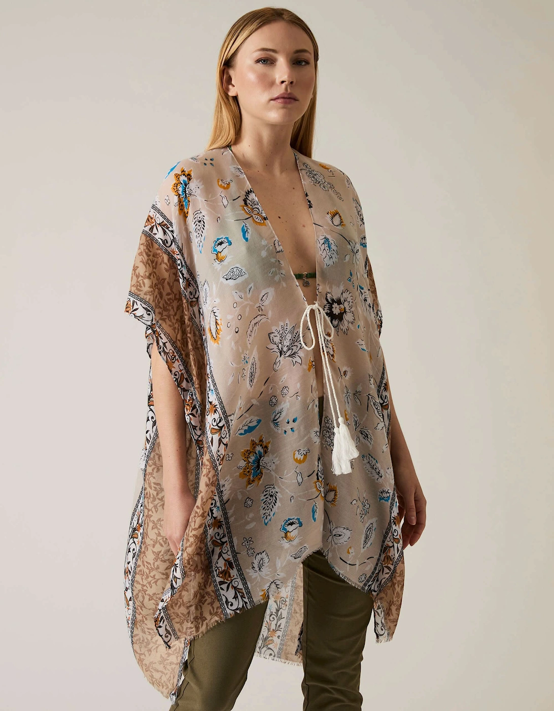 Floral Paisley Beige Kaftan