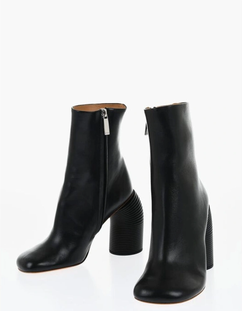 Leather Calf High Boots with Heel Women - Black
