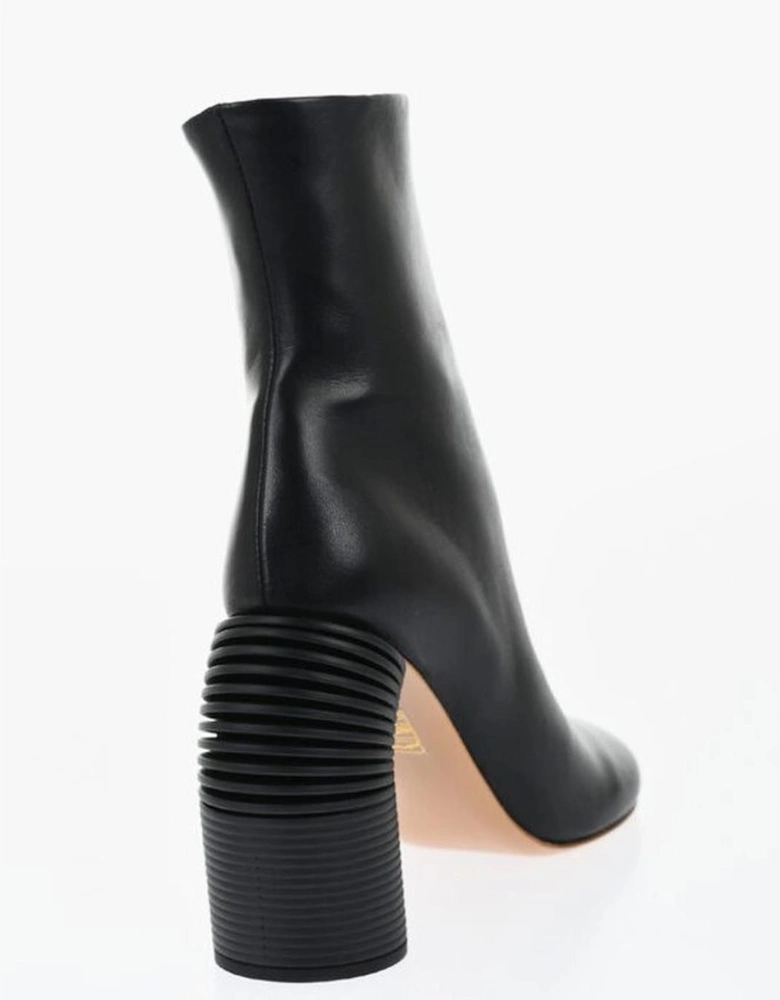 Leather Calf High Boots with Heel Women - Black