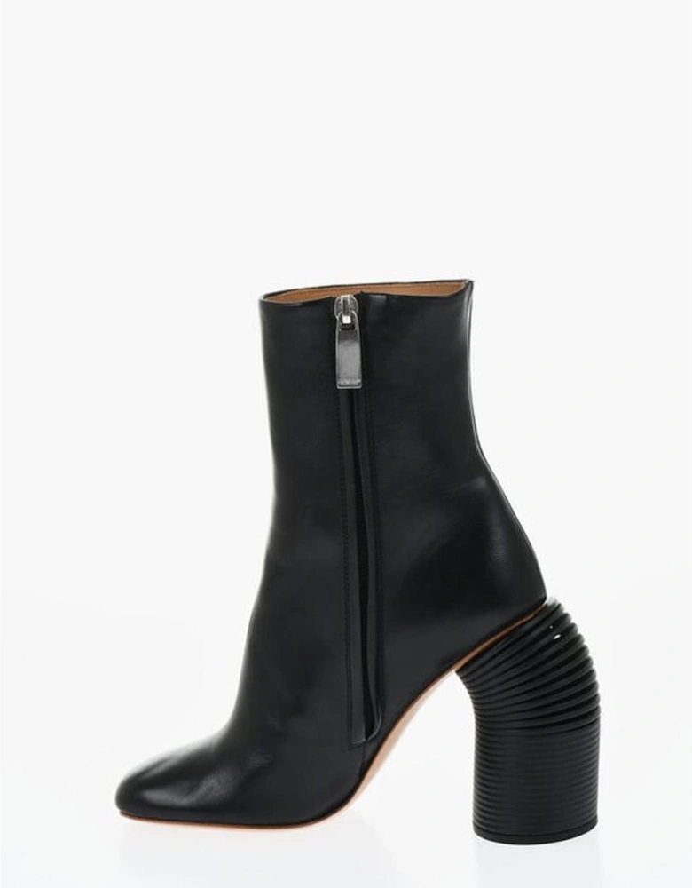 Leather Calf High Boots with Heel Women - Black