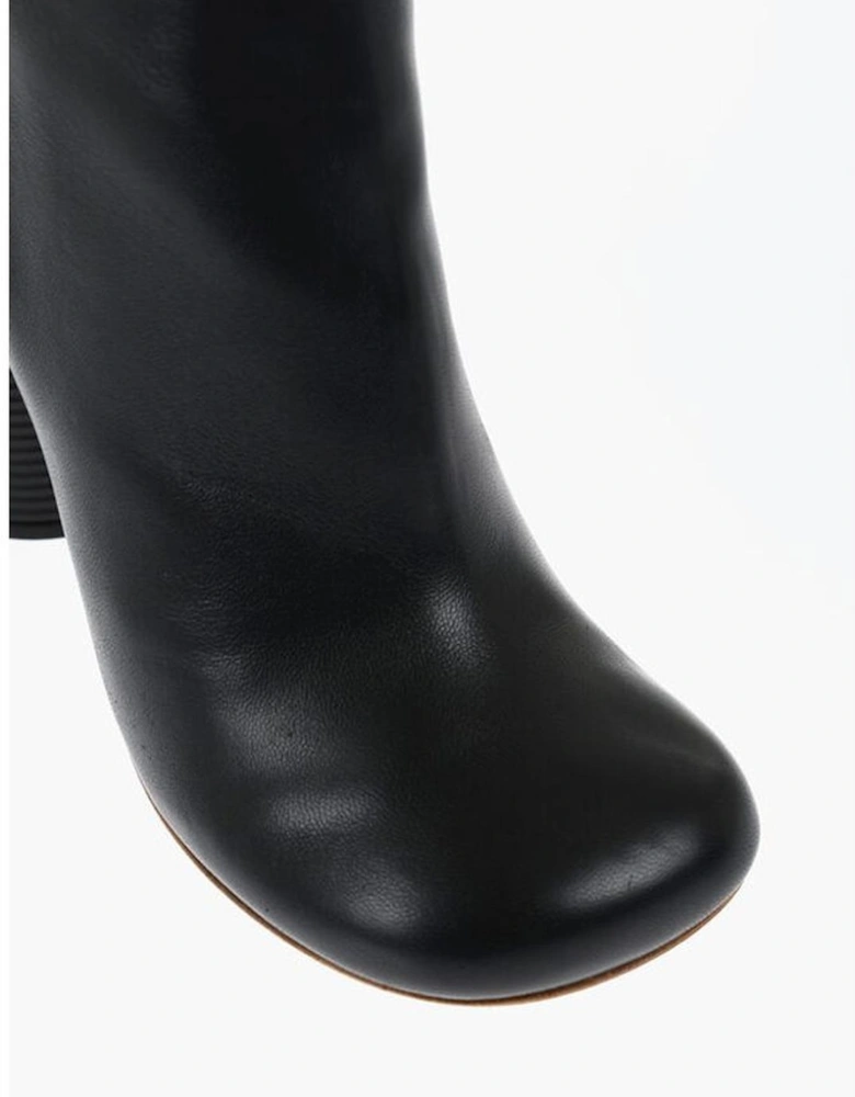 Leather Calf High Boots with Heel Women - Black