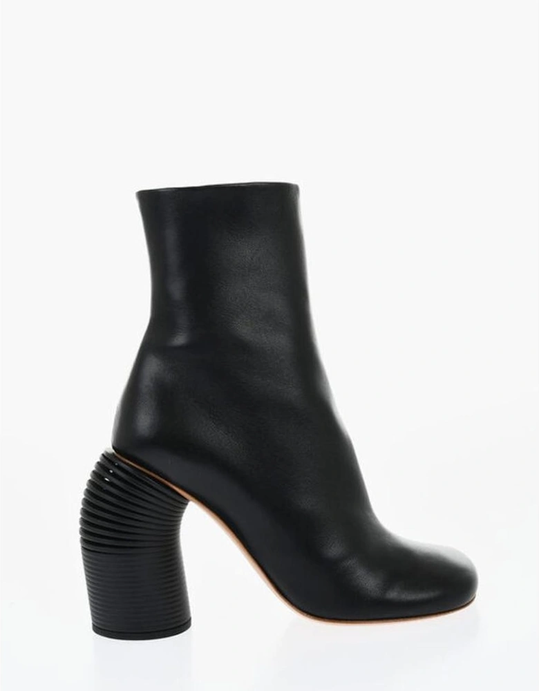 Leather Calf High Boots with Heel Women - Black