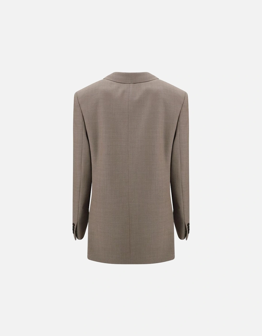 Wool Blazer with Padded Epaulettes Women - Beige Suits