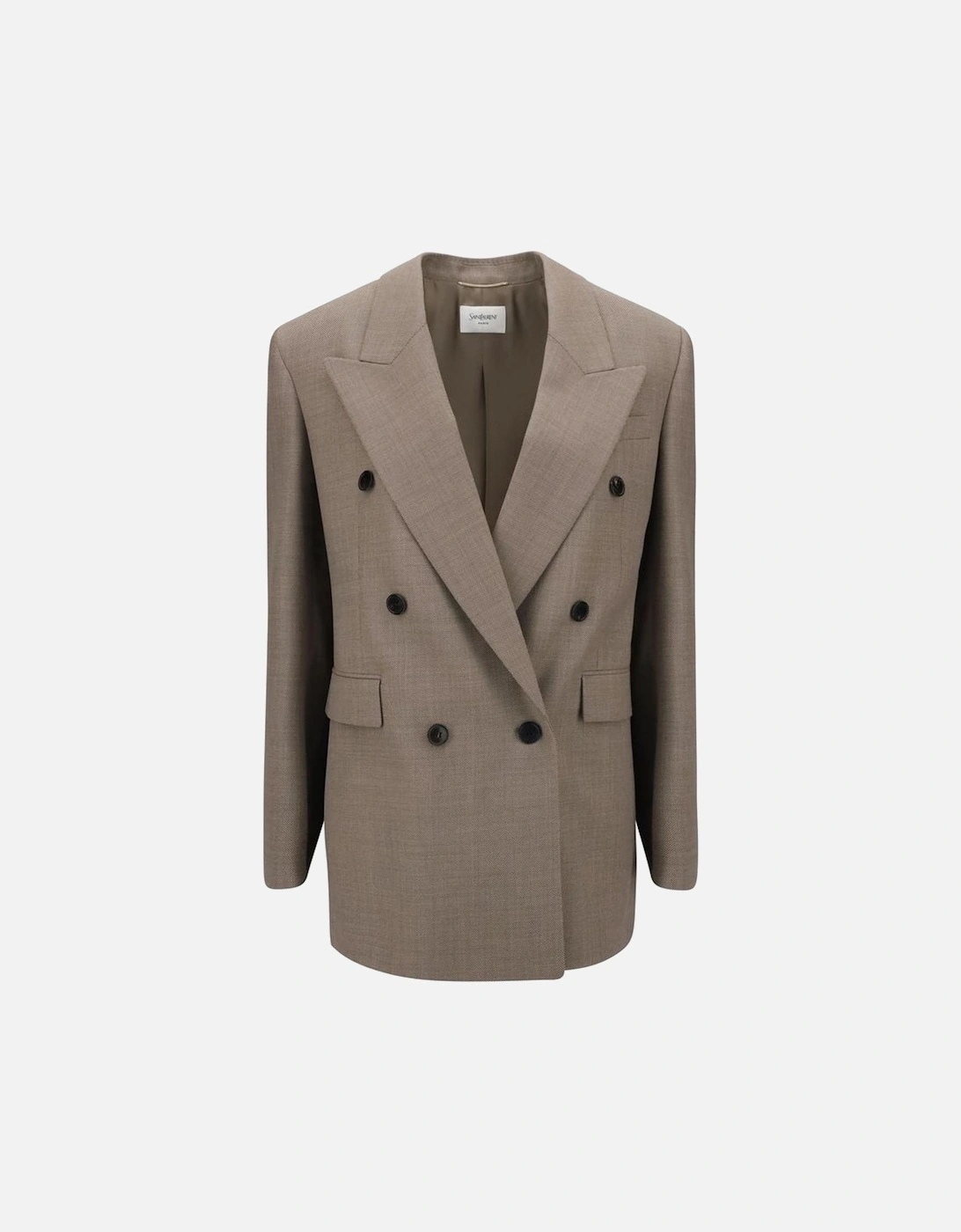 Wool Blazer with Padded Epaulettes Women - Beige Suits, 4 of 3