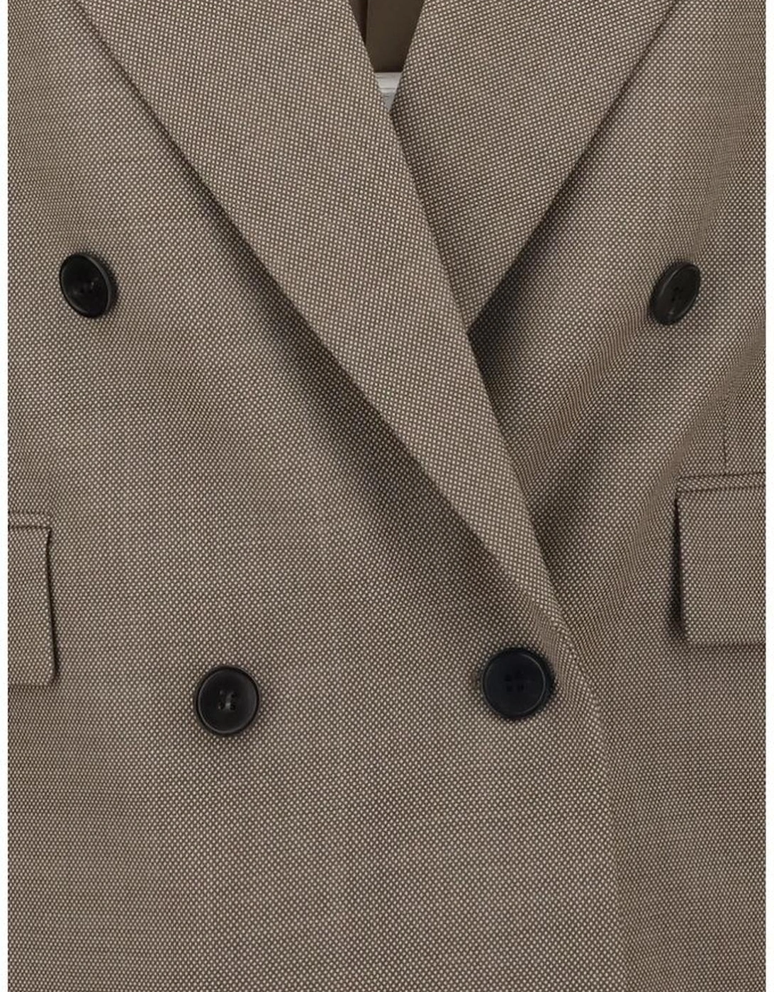 Wool Blazer with Padded Epaulettes Women - Beige Suits