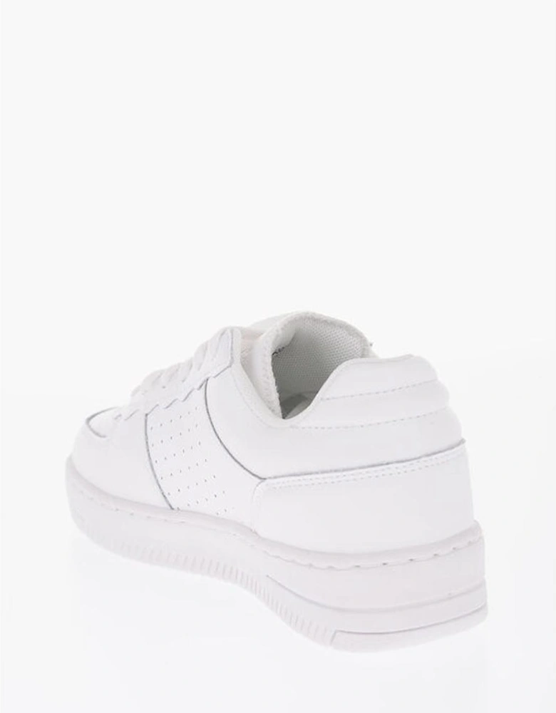 Glitter Lace-Up Leather Canvas Sneakers Women - White