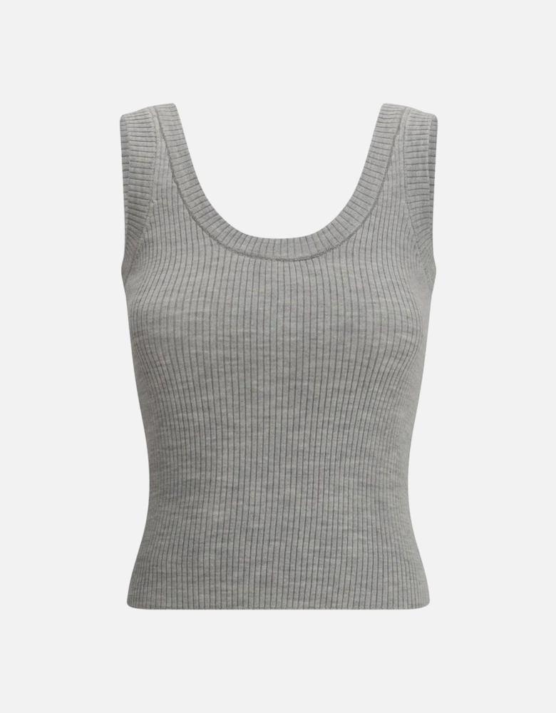 Ribbed Melange Pattern Tank Top Women - Gray T-Shirts