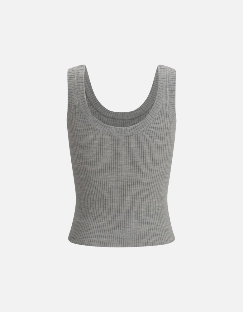 Ribbed Melange Pattern Tank Top Women - Gray T-Shirts