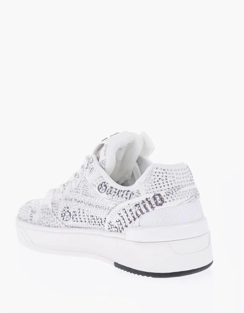 Lace-up Sneakers with Rhinestone Detailing Women - White