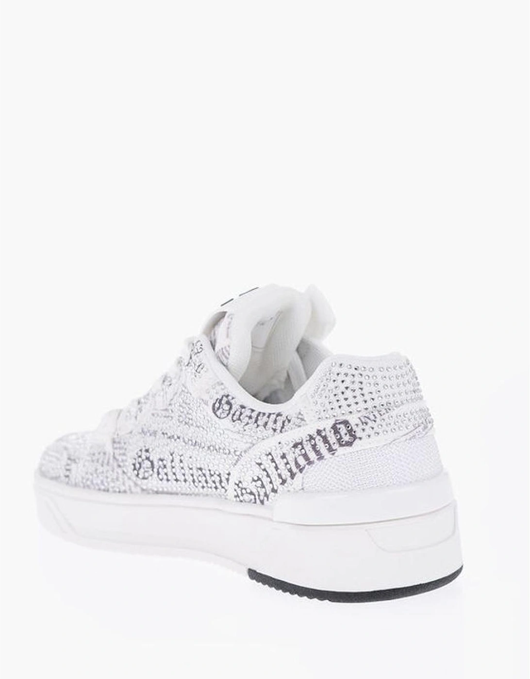 Lace-up Sneakers with Rhinestone Detailing Women - White