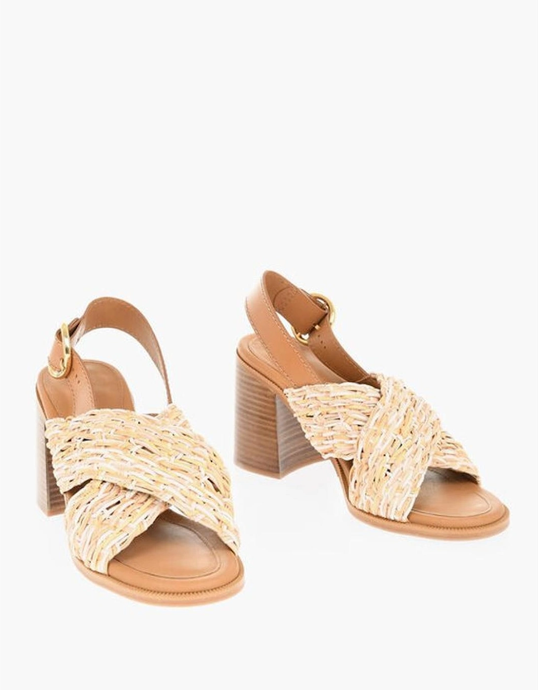 Leather Sandals with Wooden Heels and Buckles Women - Brown, 5 of 4