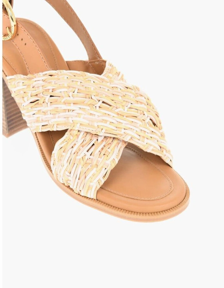 Leather Sandals with Wooden Heels and Buckles Women - Brown