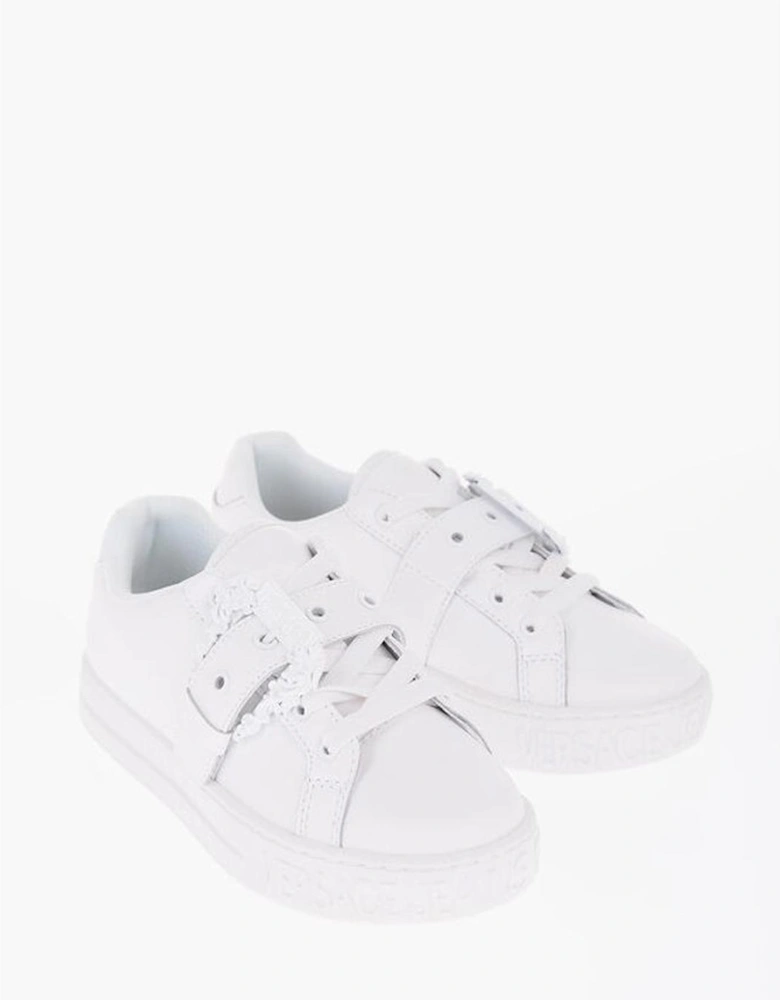 Lace-Up Canvas and Leather Sneakers Women - White