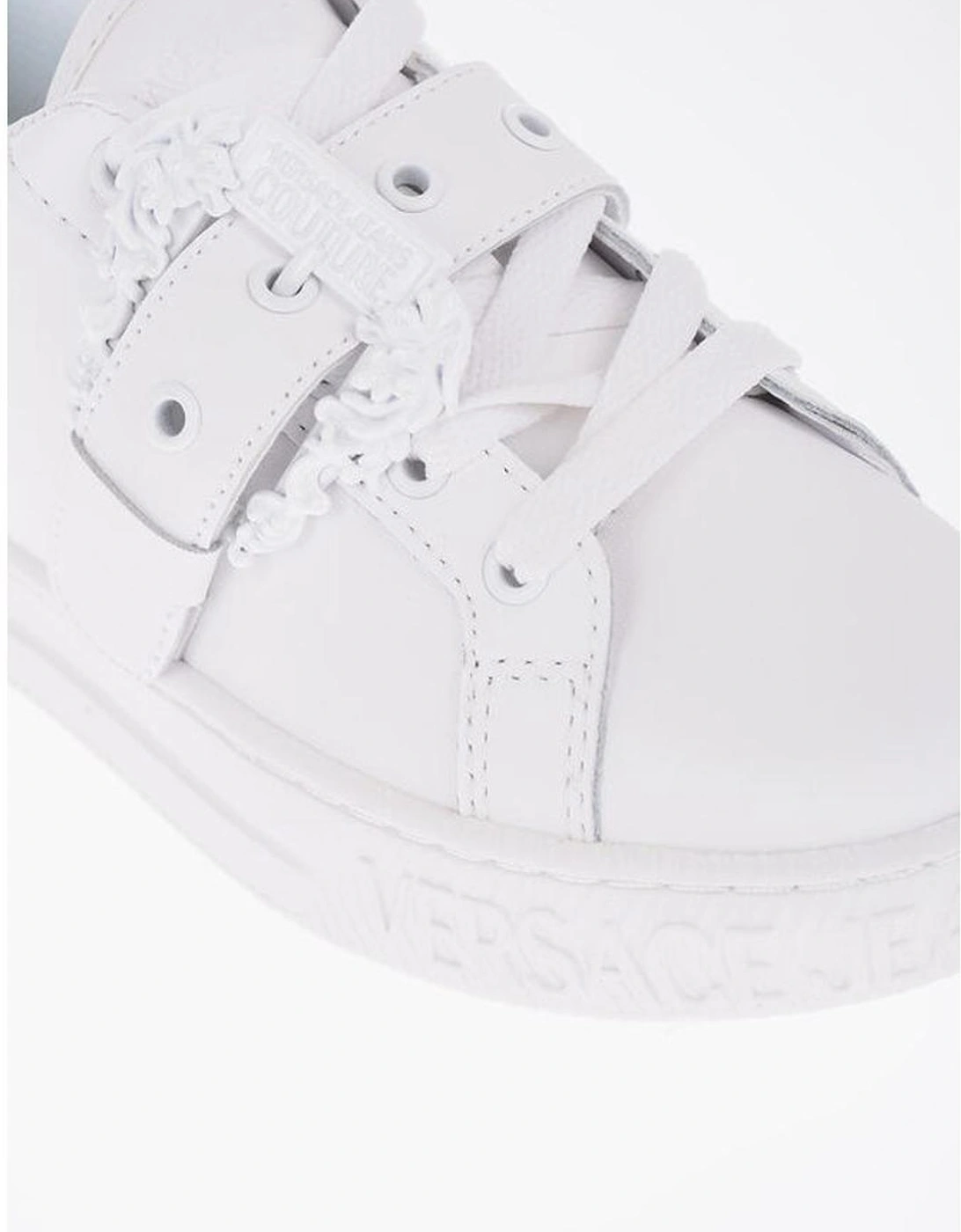 Lace-Up Canvas and Leather Sneakers Women - White