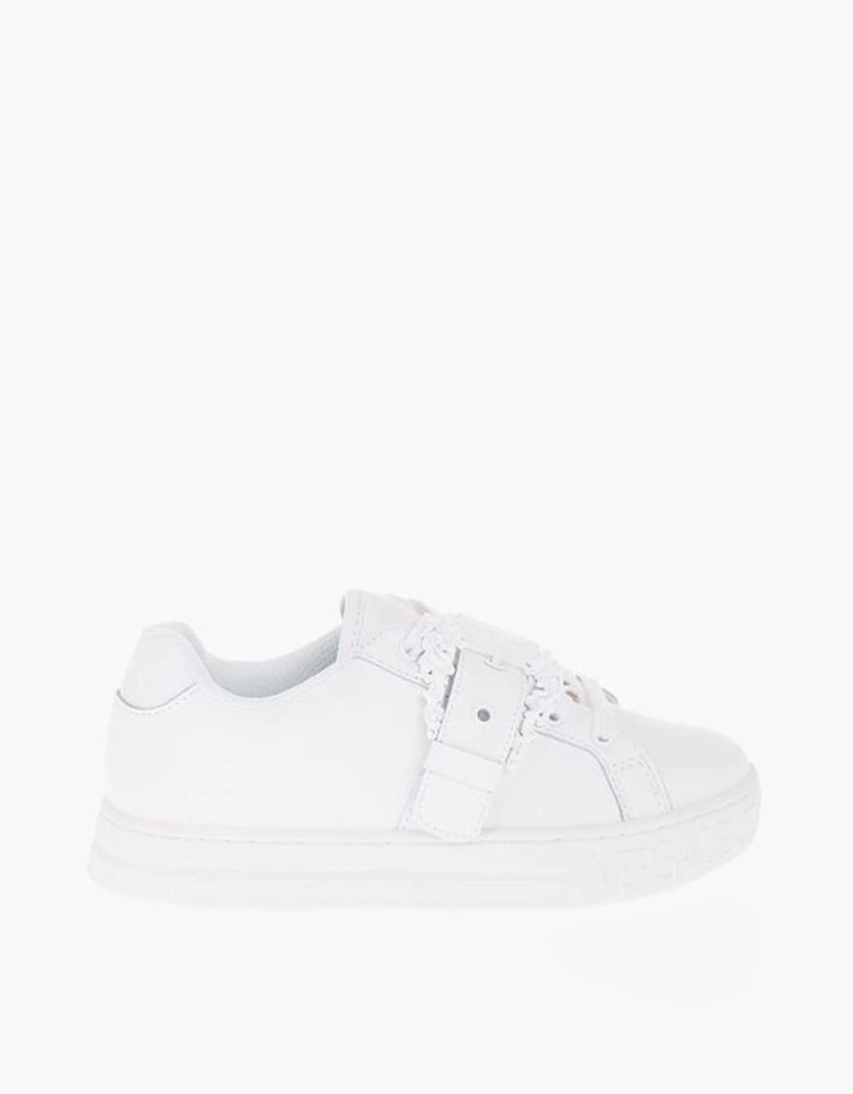 Lace-Up Canvas and Leather Sneakers Women - White