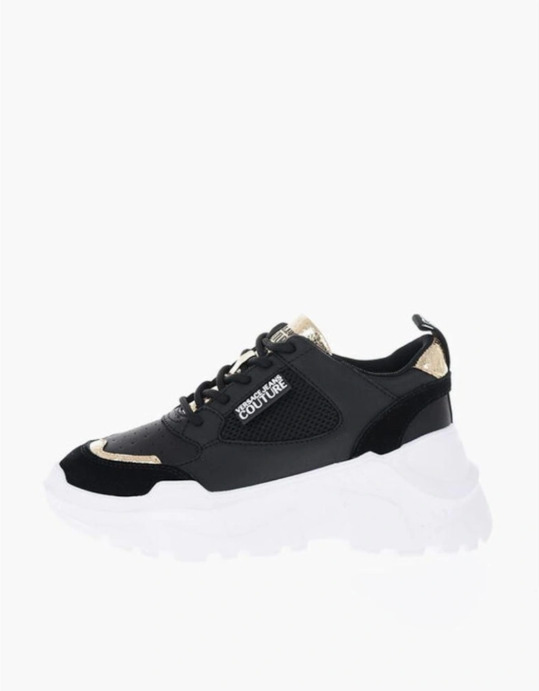 Leather Canvas Lace-Up Sneakers Women - Black And White