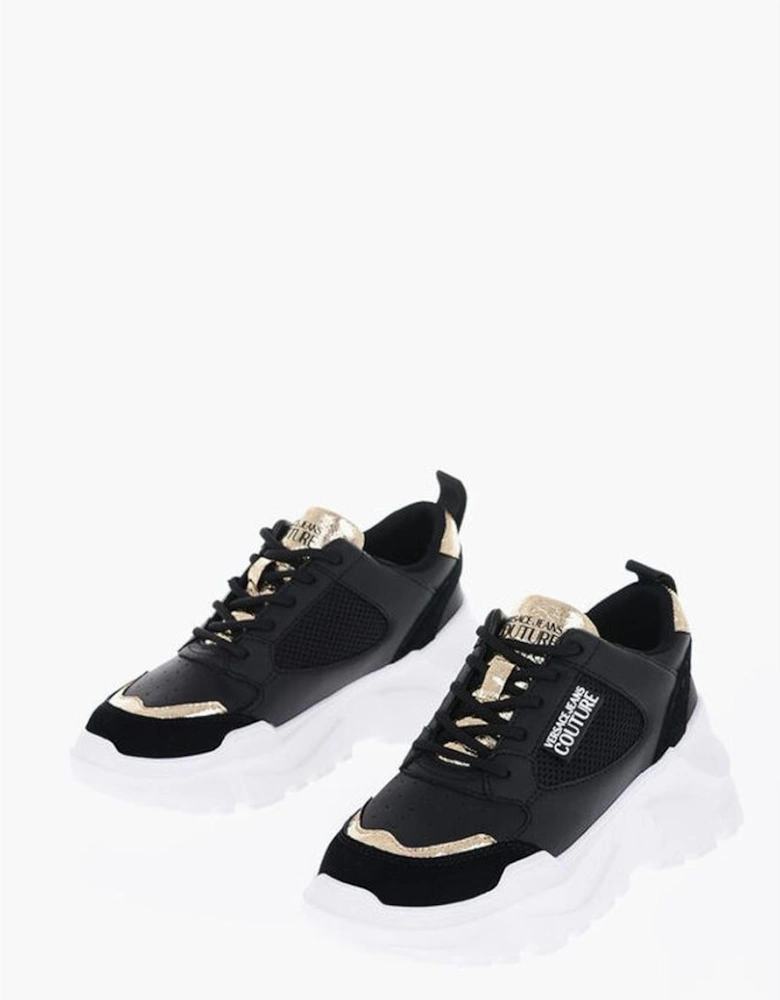 Leather Canvas Lace-Up Sneakers Women - Black And White