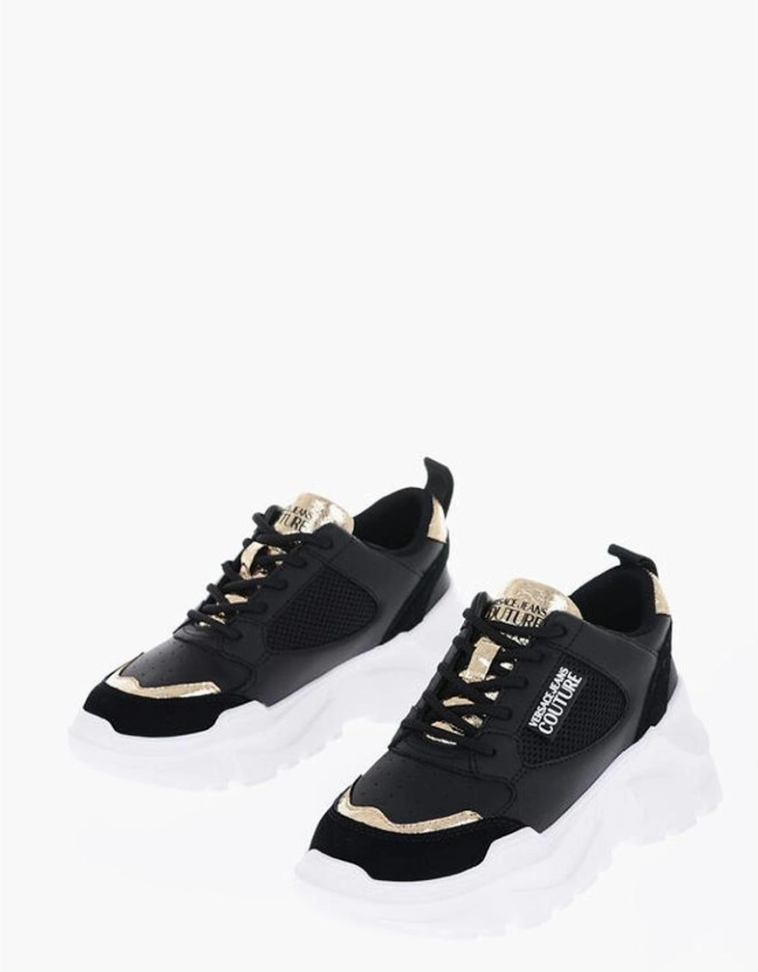 Leather Canvas Lace-Up Sneakers Women - Black And White, 5 of 4