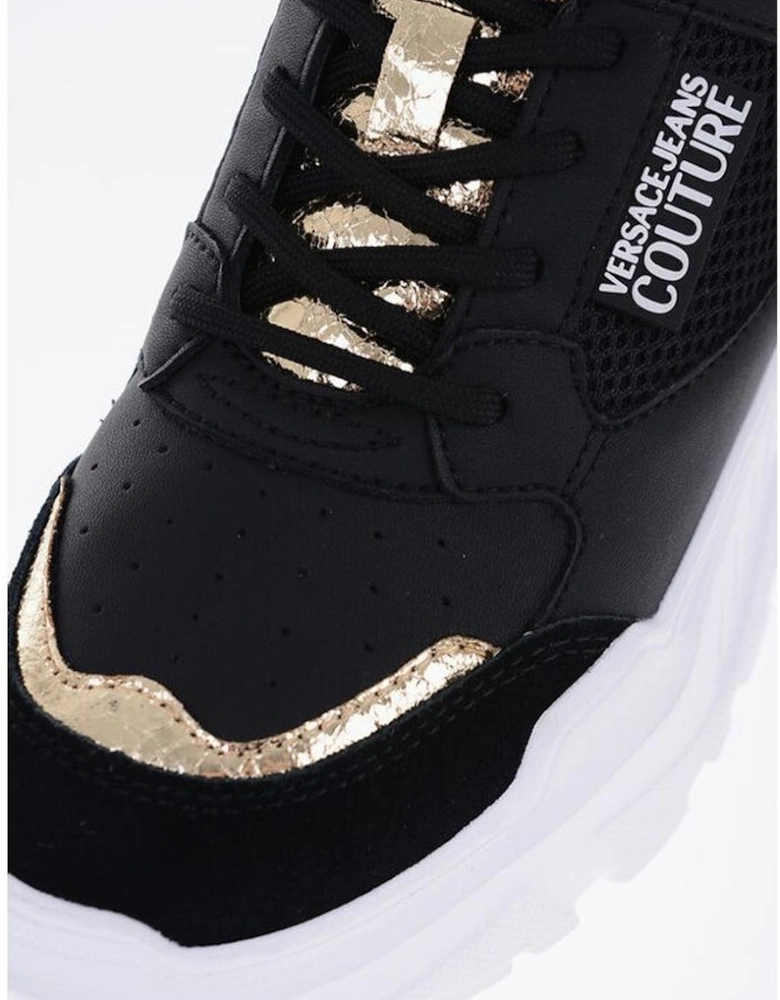 Leather Canvas Lace-Up Sneakers Women - Black And White