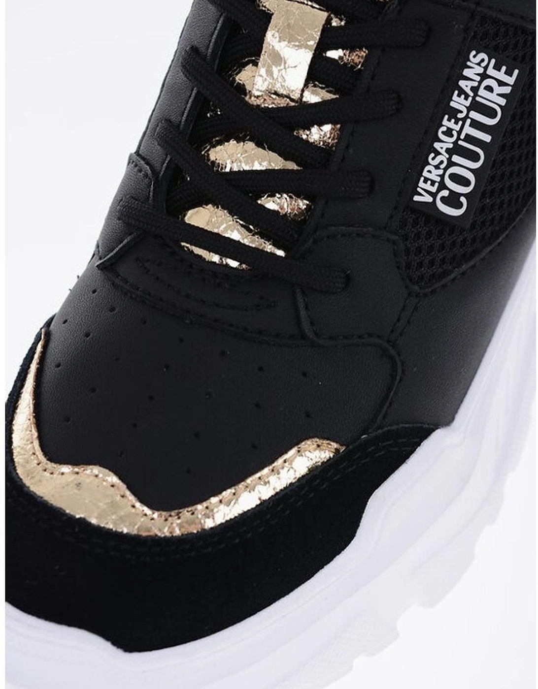 Leather Canvas Lace-Up Sneakers Women - Black And White