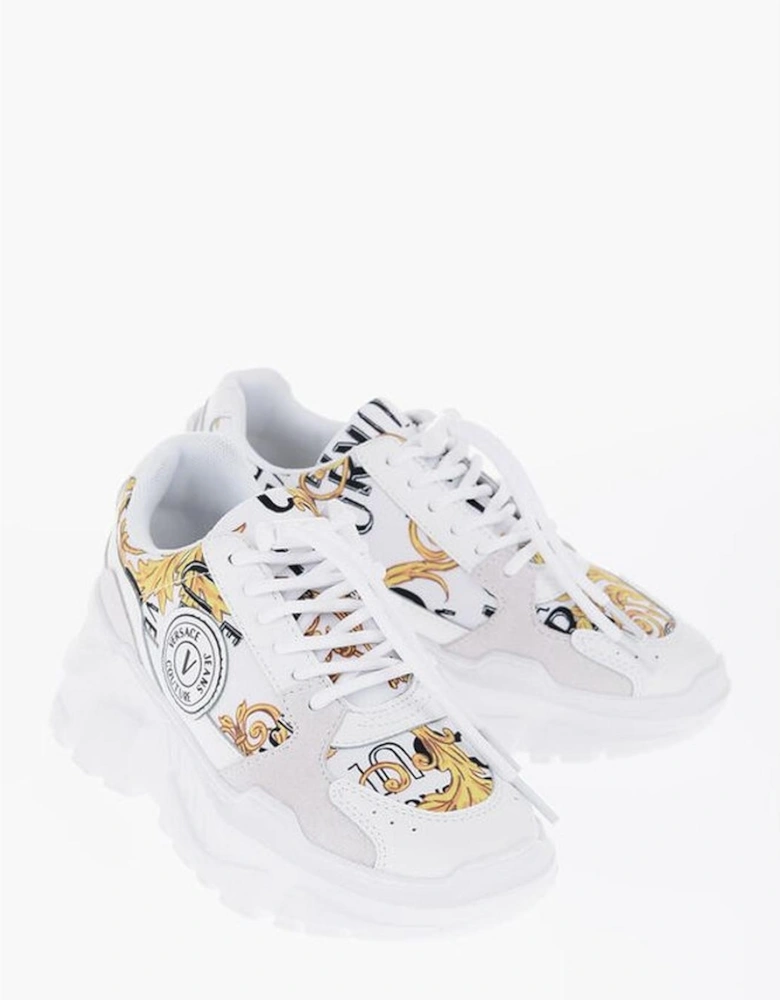 Lace-Up Leather Canvas Sneakers with Rubber Sole Women - White