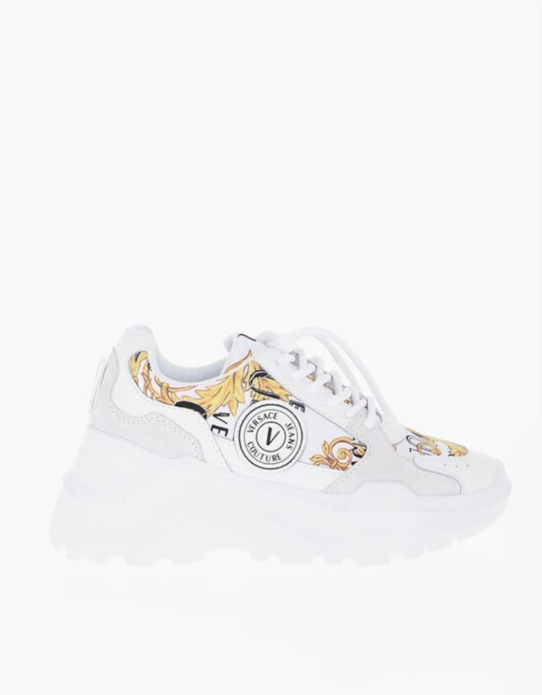 Lace-Up Leather Canvas Sneakers with Rubber Sole Women - White