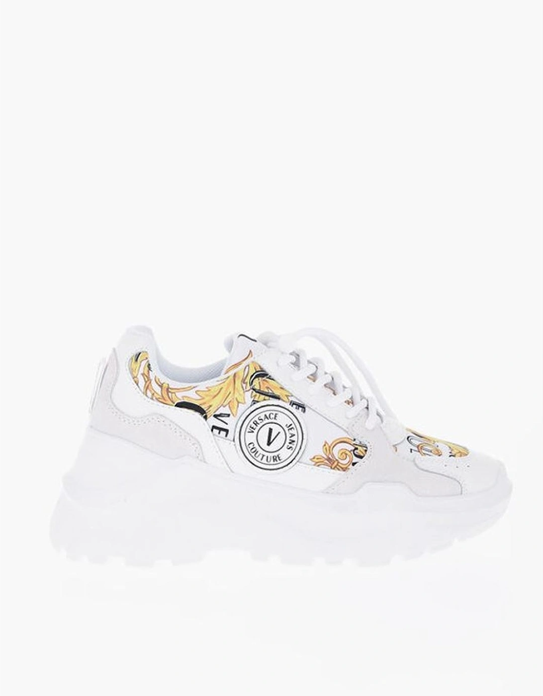 Lace-Up Leather Canvas Sneakers with Rubber Sole Women - White