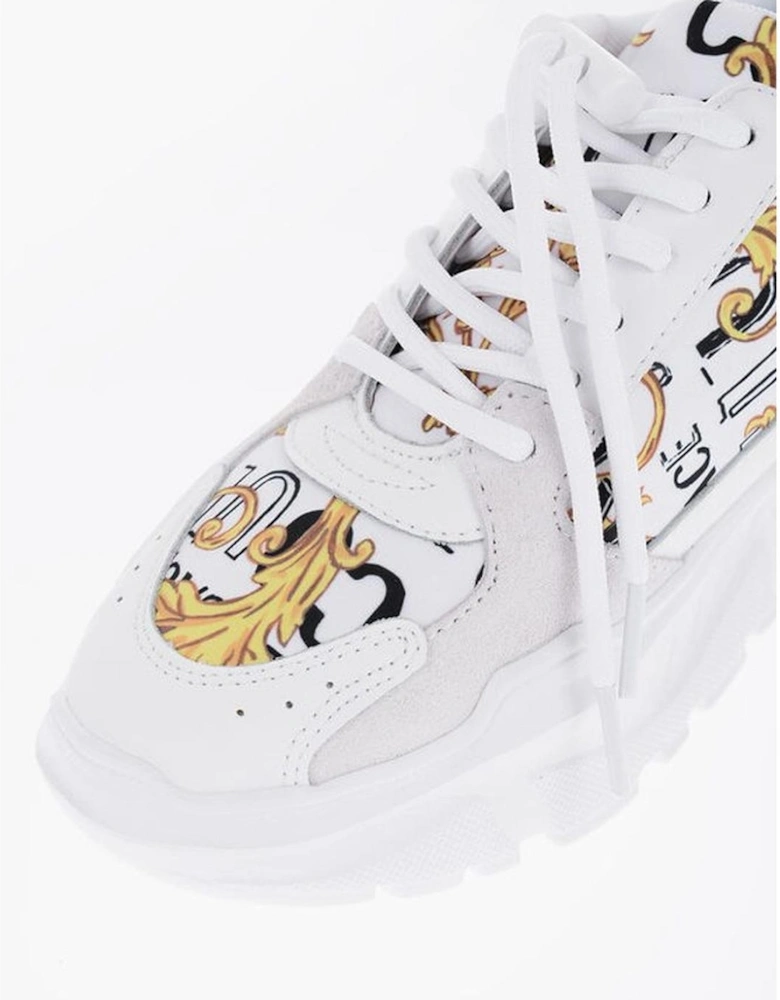Lace-Up Leather Canvas Sneakers with Rubber Sole Women - White