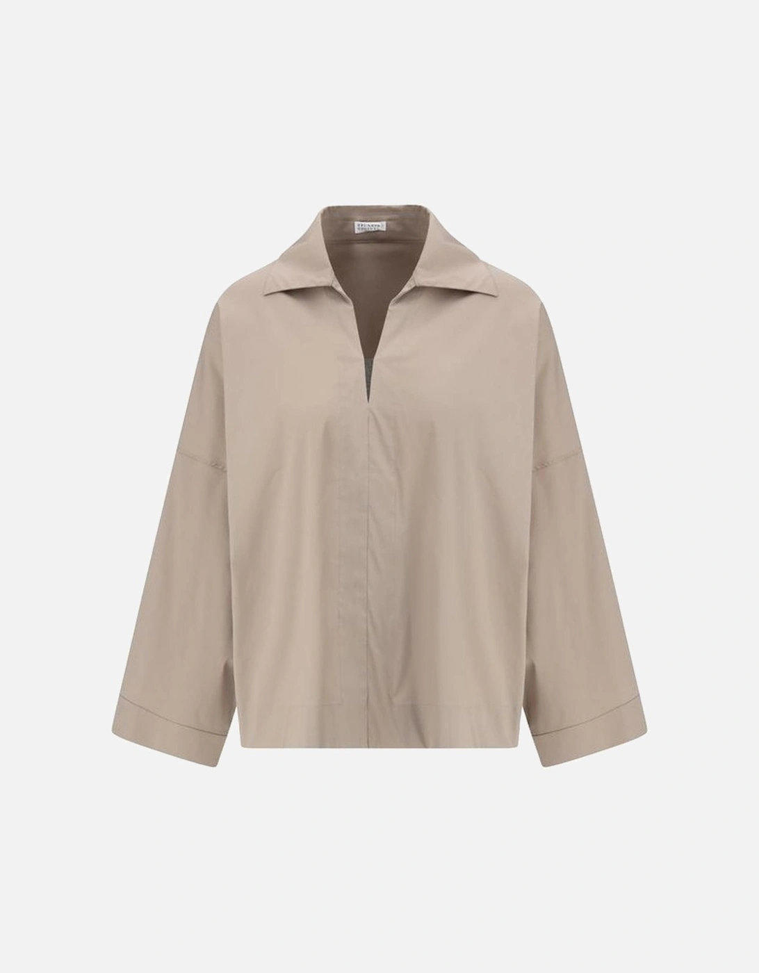 Wide Shirt with Jewel-Embellished V-Neck Women - Beige, 4 of 3