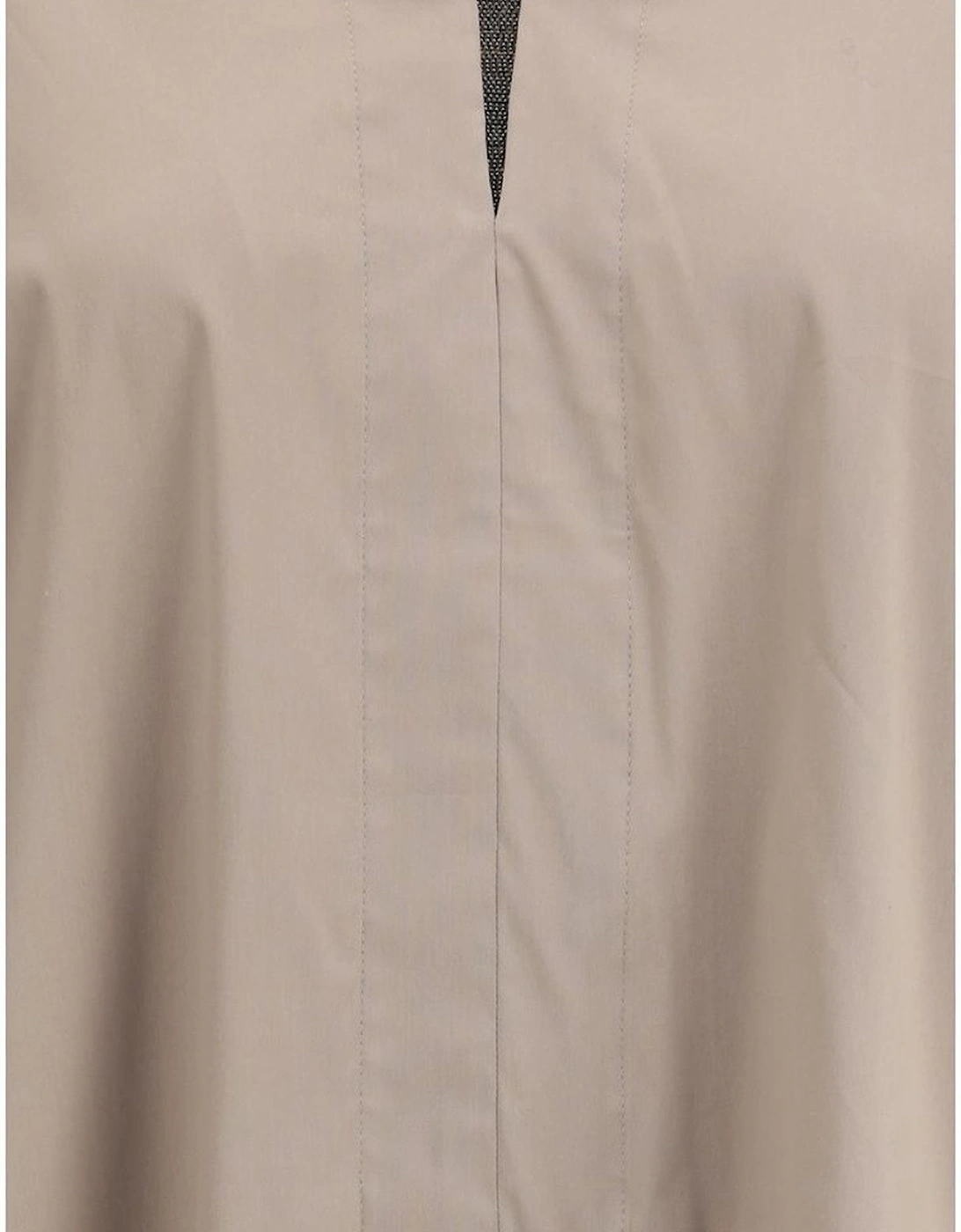 Wide Shirt with Jewel-Embellished V-Neck Women - Beige