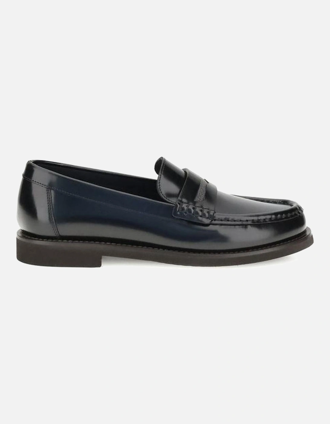 Leather Loafers with Shiny Jewel Horsebit Women - Black Flat Shoes, 5 of 4