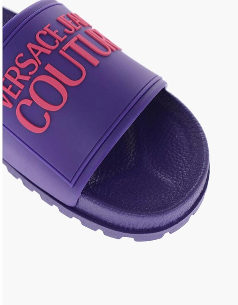 Rubber Sole Denim Rules Logo Sandals Women - Purple