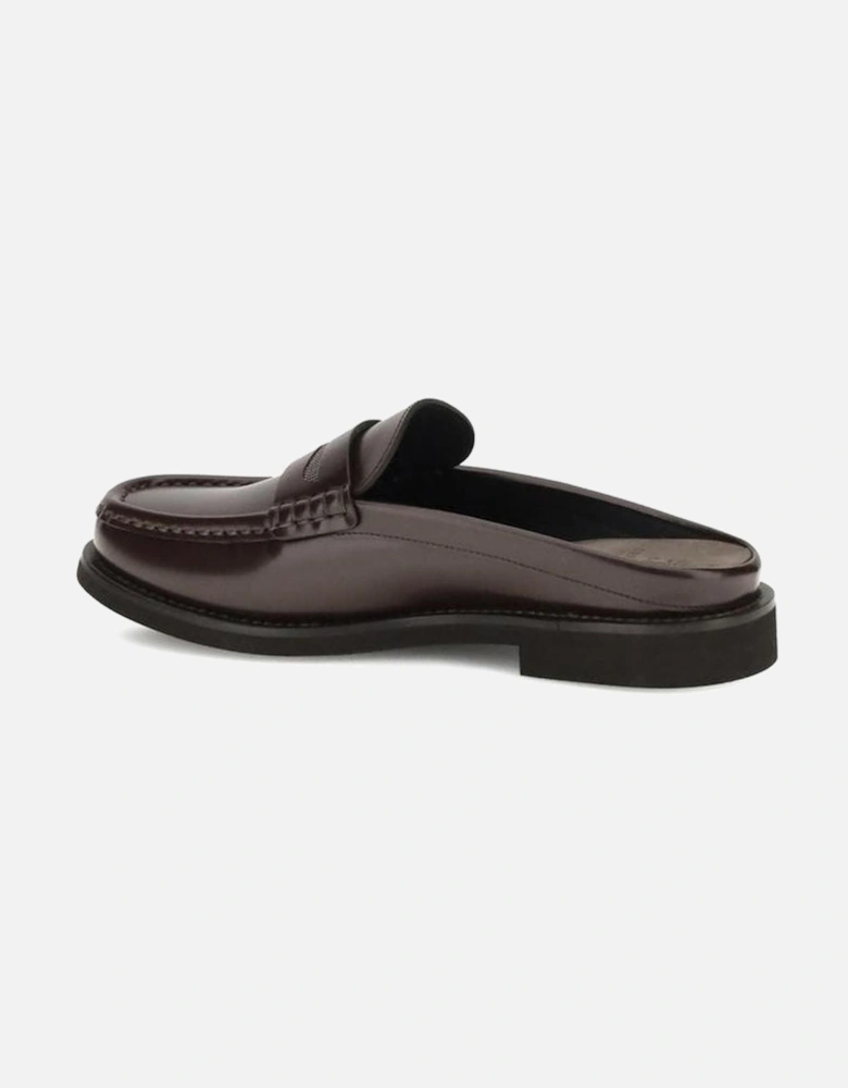 Leather Sabot Loafers with Jewel-Embellished Horsebit Women - Brown