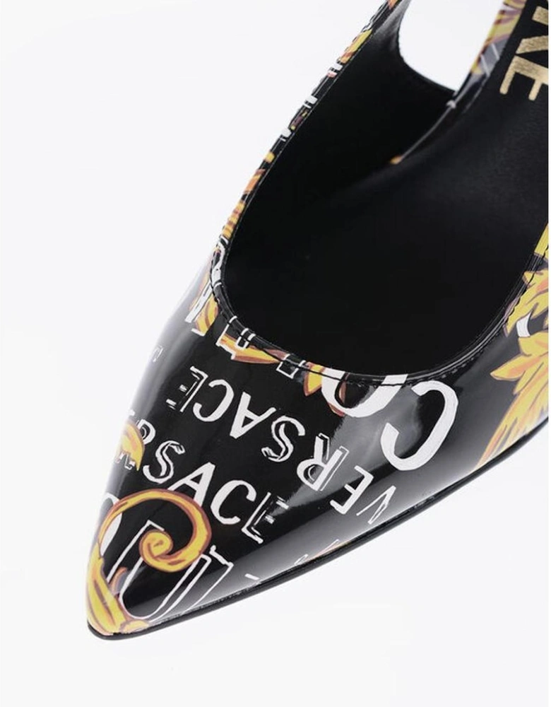 Slingback Eco-Leather Heeled Sandals with Logo Women - Black