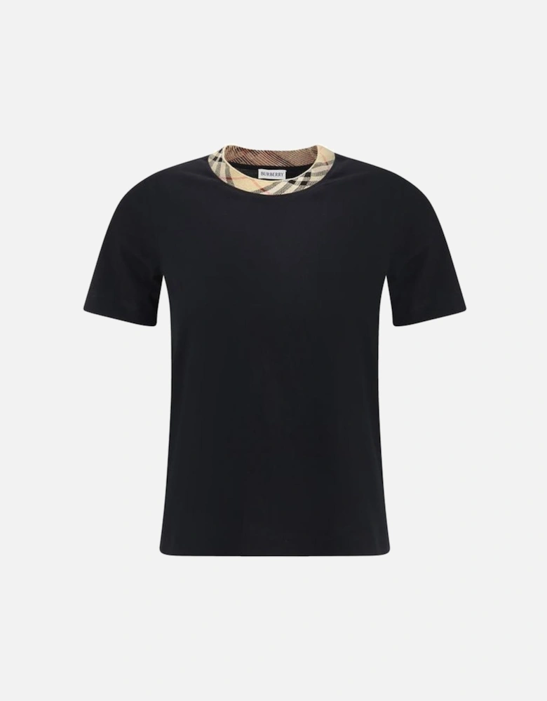 Cotton T-Shirt with Archivio Check Pattern Women - Black