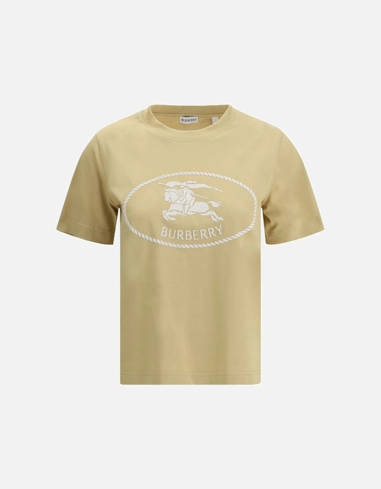 Embroidered Knight Stamp Cotton T-Shirt Women - White