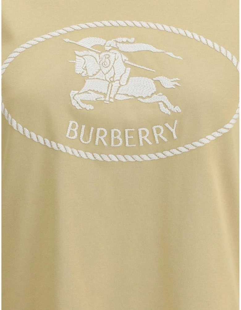 Embroidered Knight Stamp Cotton T-Shirt Women - White