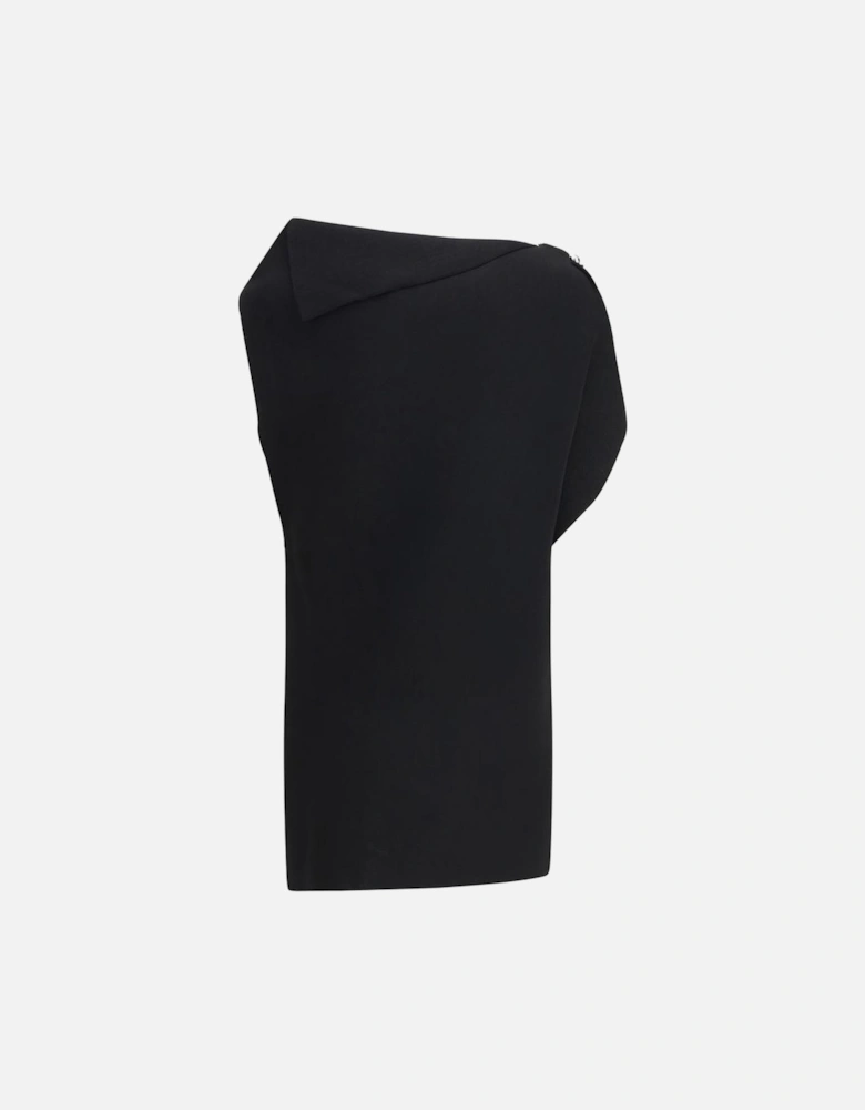 Trapeze Mini Dress with Brooch Detail Women - Black Dresses