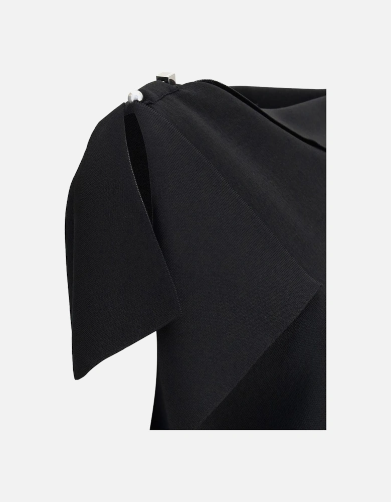 Trapeze Mini Dress with Brooch Detail Women - Black Dresses