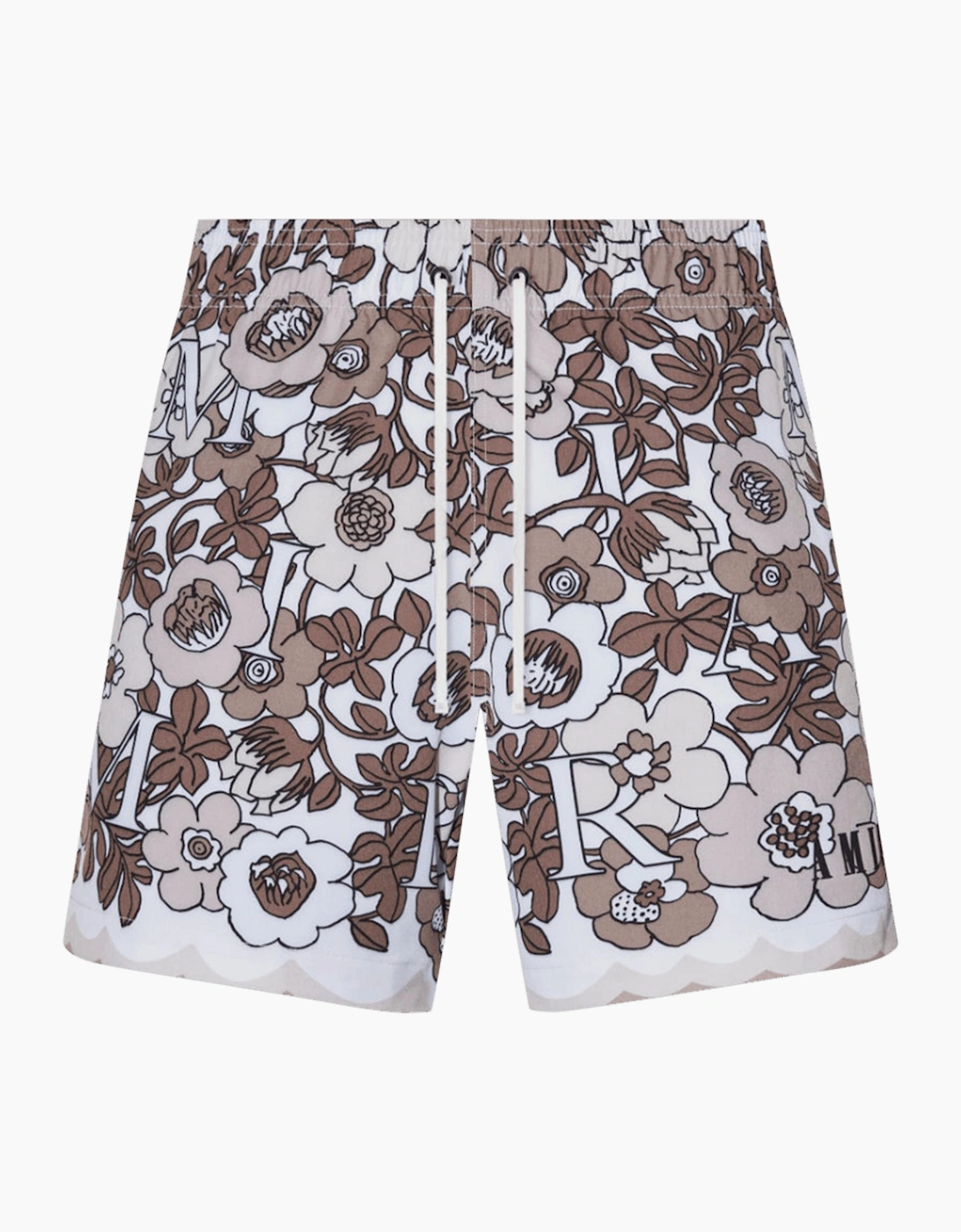 Men's AMIRI FLOWER SWIM SHORTS BROWN - Size: 35/34/32