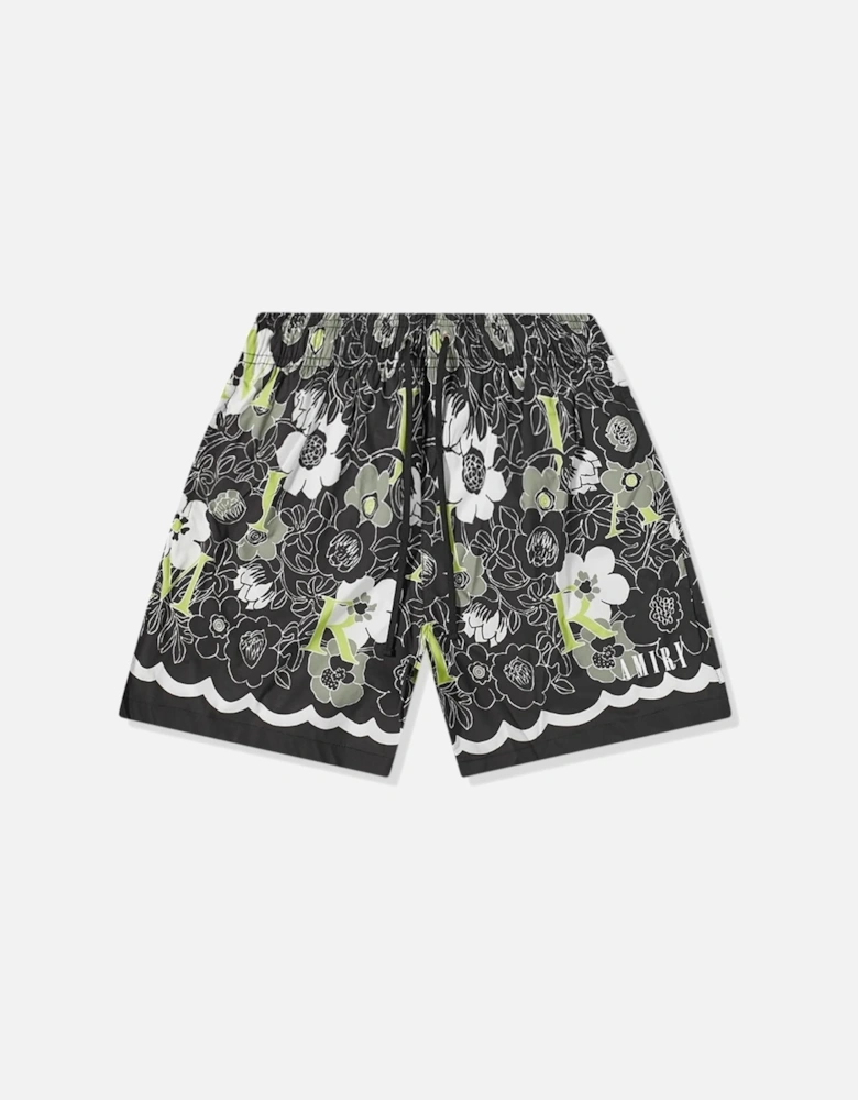 FLOWER SWIM SHORTS BLACK GREEN