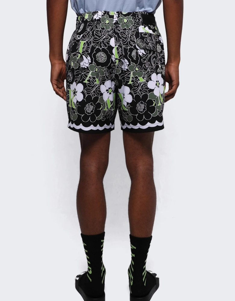 FLOWER SWIM SHORTS BLACK GREEN