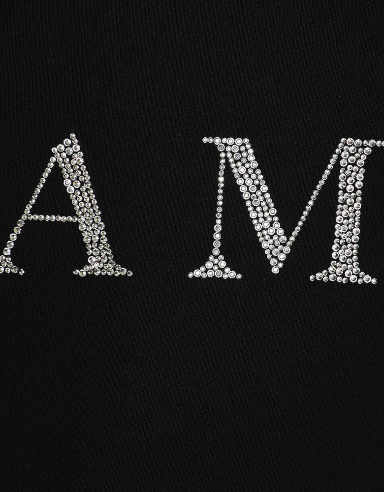 CRYSTAL EMBELLISHED LOGO HOODIE BLACK