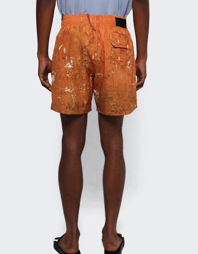 STENCIL MILITARY SWIM SHORTS ORANGE