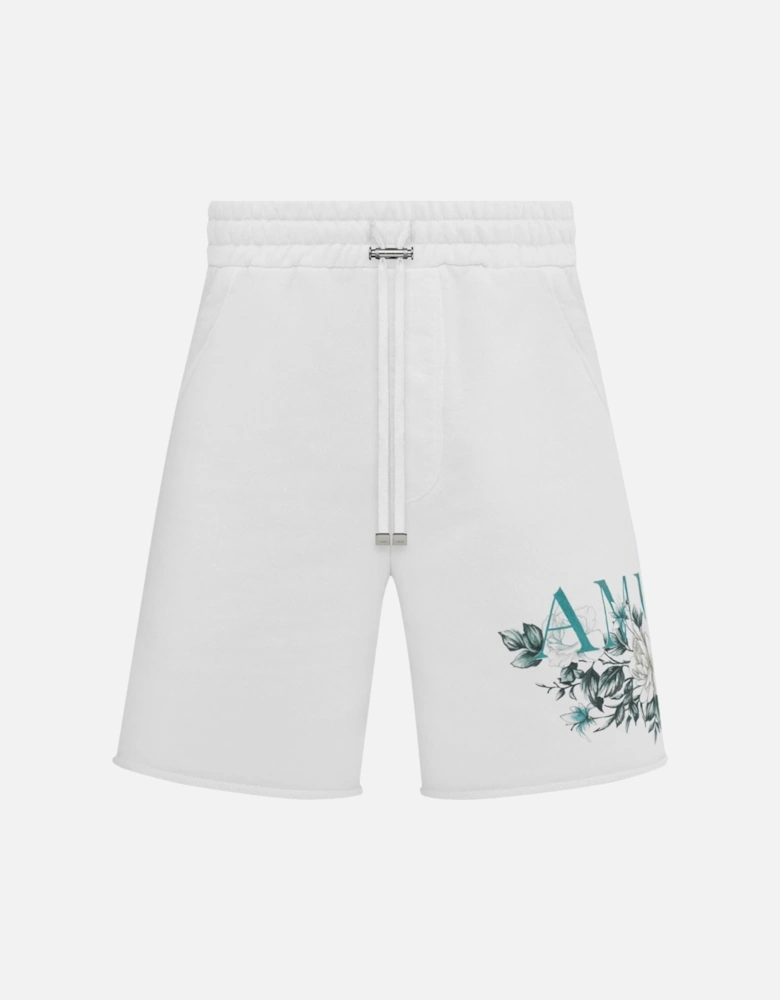 FLORAL SWEAT SHORTS WHITE