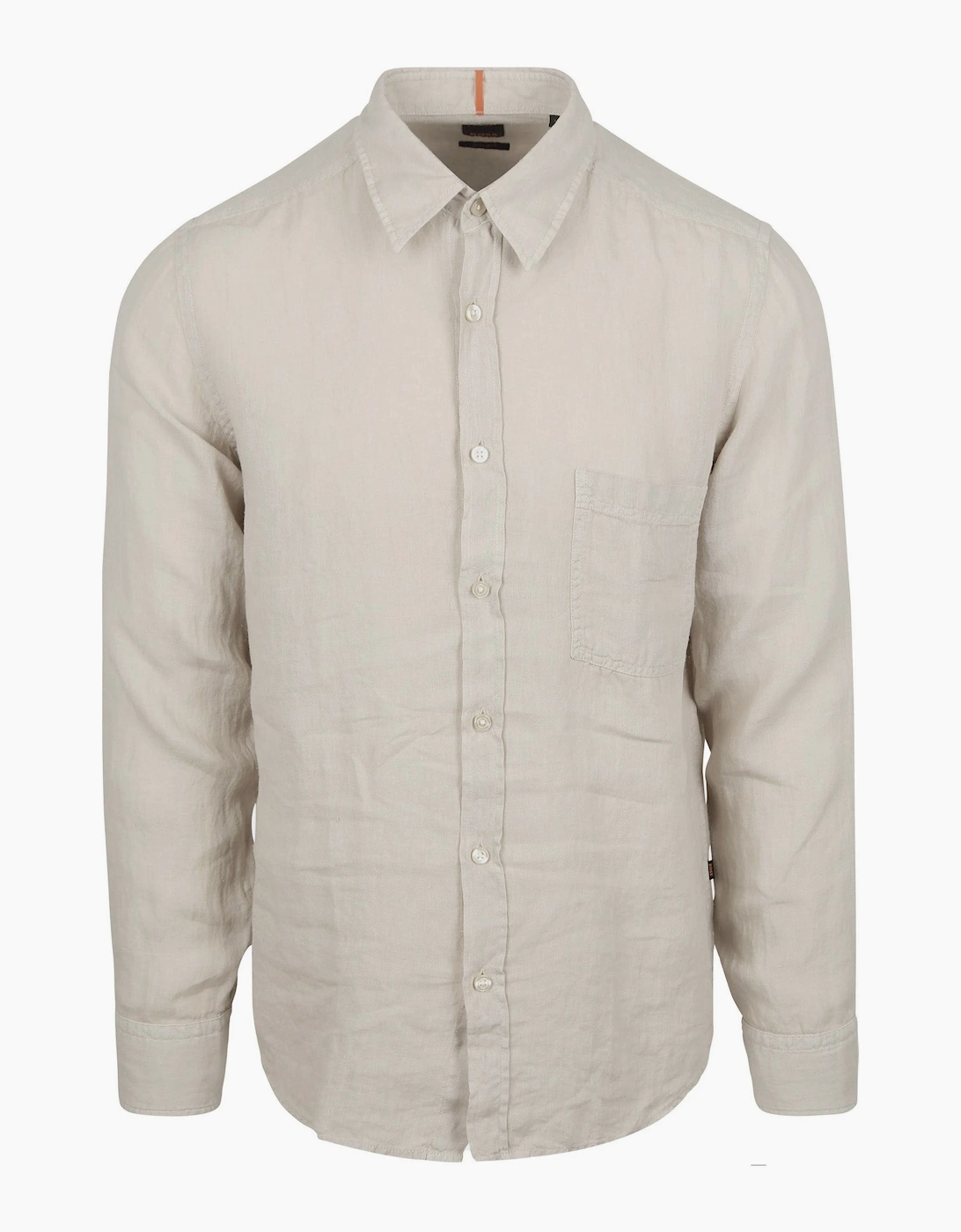 Hugo Boss Men's Cream Boss Relegant 6 Linen Long Sleeve Shirt  44/Regular/44 XX-Large