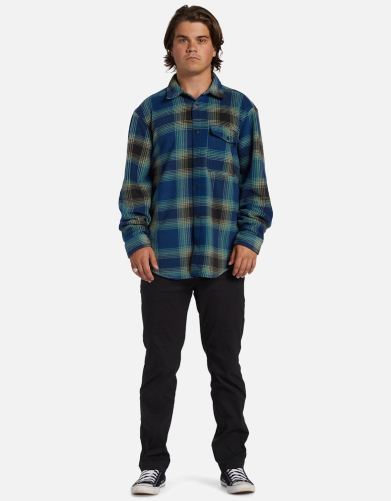 Mens Furnace Flannel Check Lumberjack Overshirt - Dark Blue