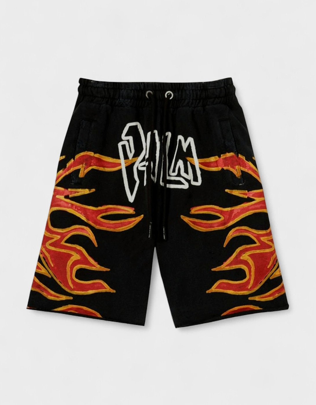 Palm Angels Men's Black Graffiti Flames Sweatshorts - Size: 35/34/32
