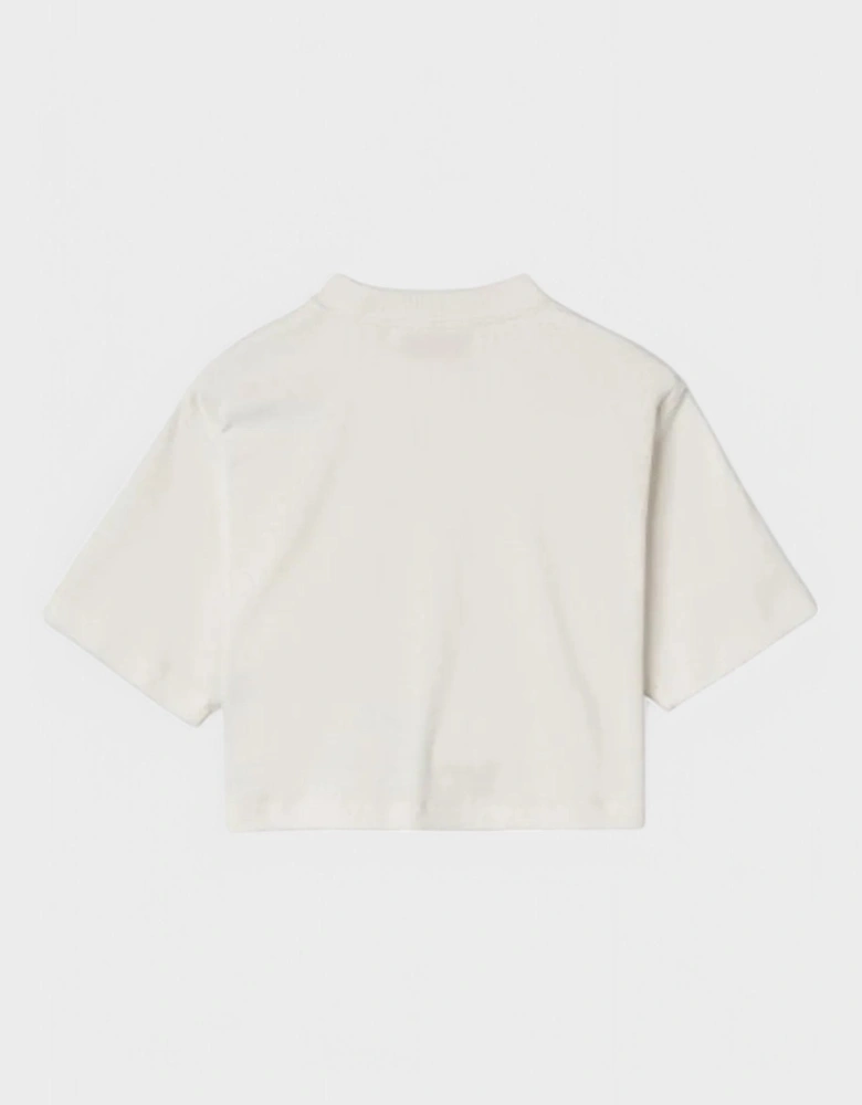 Off Stamp Ribbed Cropped Tee White/Black